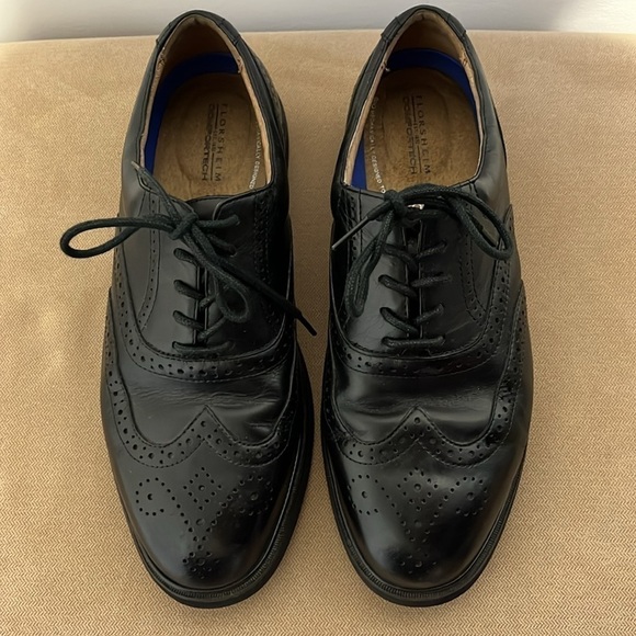 Florsheim Comfort Tech Men's 9 D Dress Shoes Bristow Wing Tip Black Oxfords - Picture 2 of 15